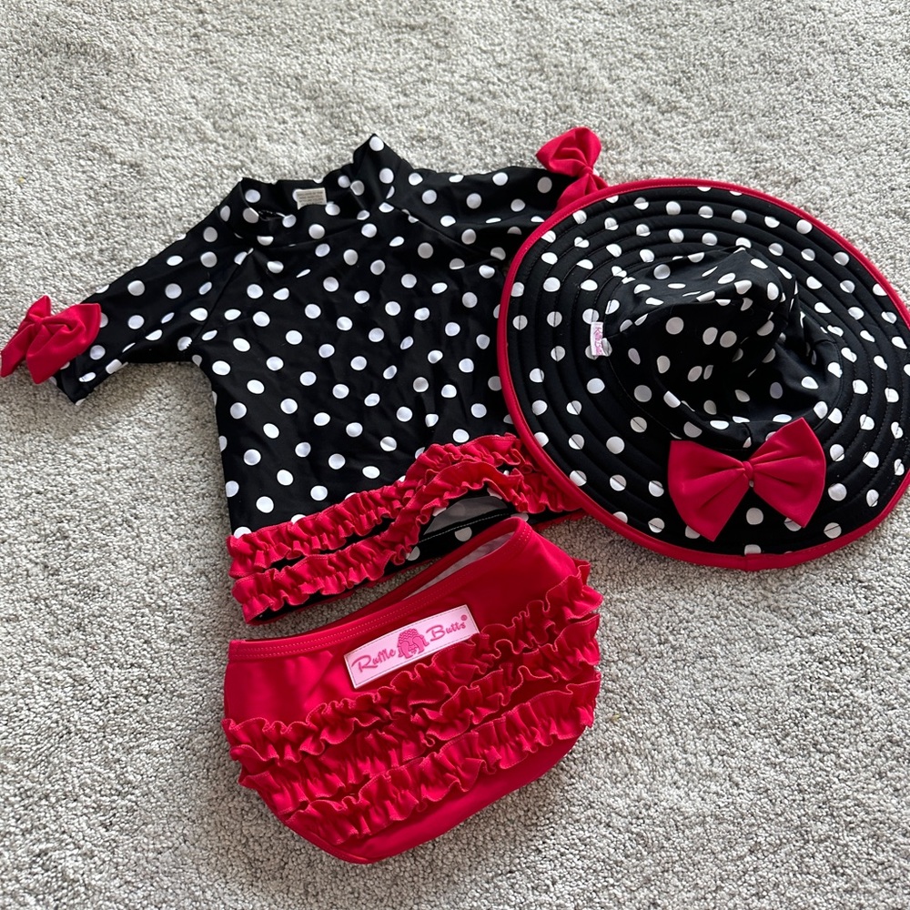 Ruffle Butts 3 piece swim set 6-12 months